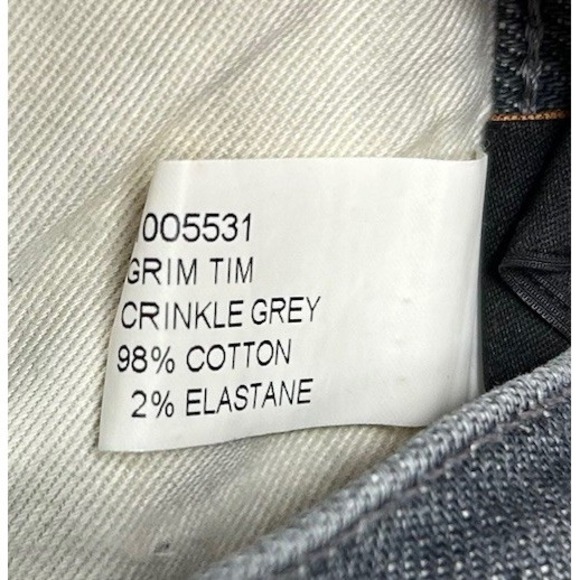 Nudie Jeans Co Grim Tim Jeans Men's 30x26 Crinkle Grey Button Fly Tag 31x32 - Picture 14 of 15
